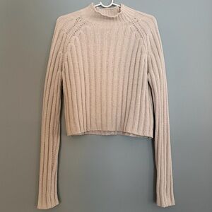 🦅 American Eagle Super Soft Knit Long Sleeve Mock Neck Ivory Sweater